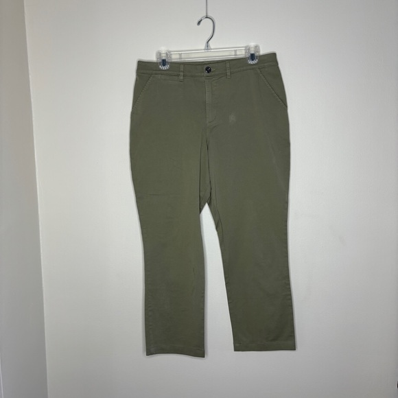 Garnet Hill Womens Army Green Straight Leg Pants Size 10 - Picture 1 of 12